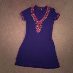 Purple dress with neck design